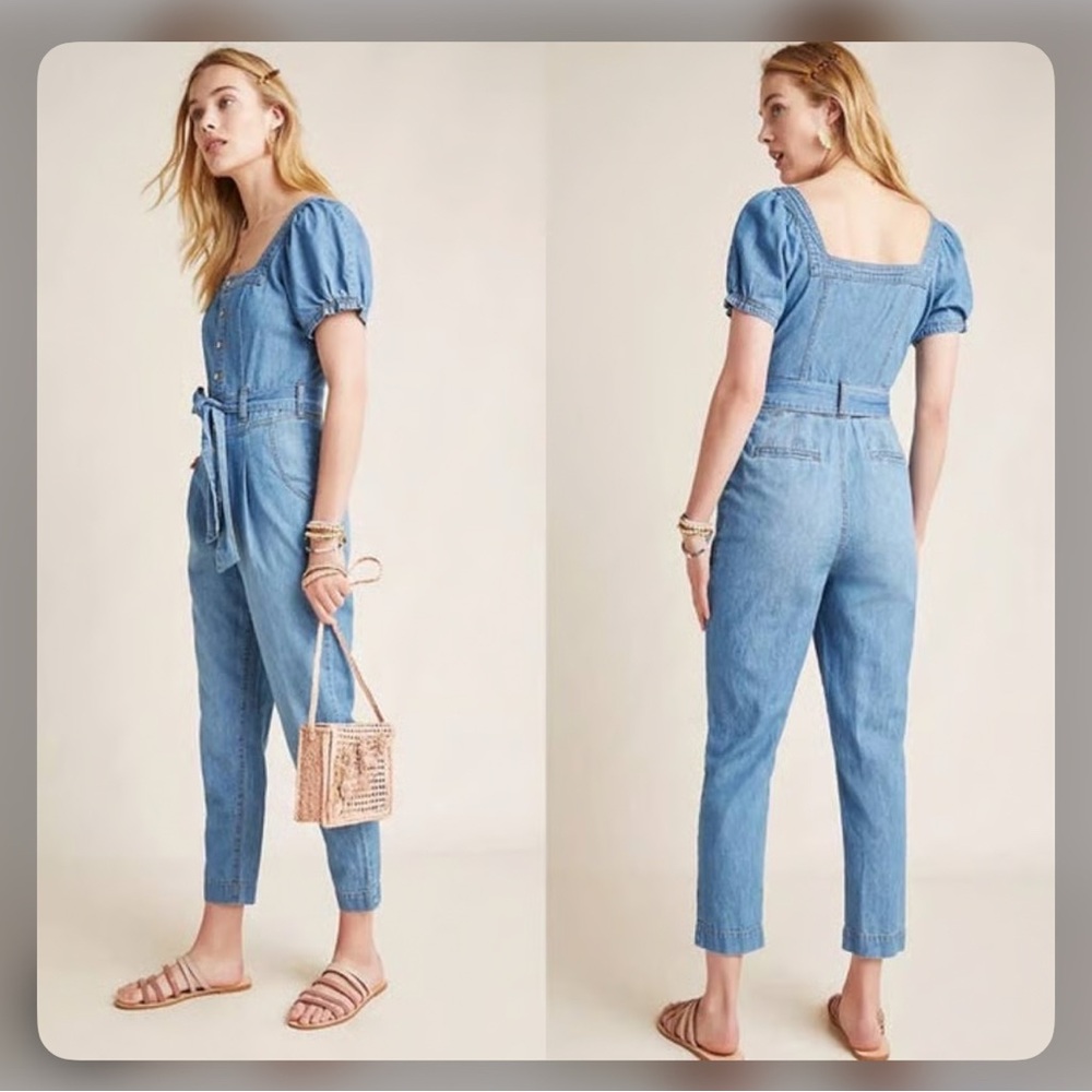 Anthropologie Blue Denim Jumpsuit